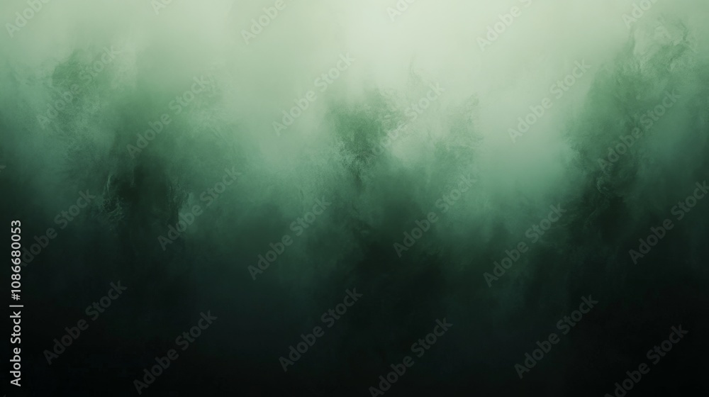Poster ethereal green abstract landscape with mysterious fog and atmospheric haze creating a dreamlike and 