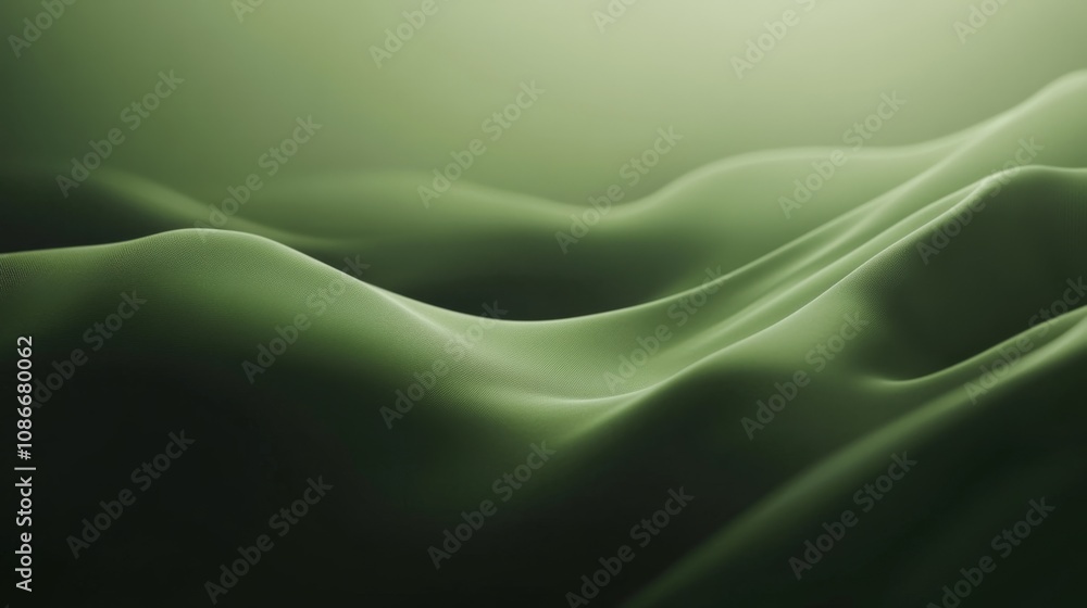 Aufkleber soft curves of gentle green waves in smooth texture creating a serene atmosphere for mindfulness and
