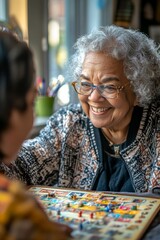Fototapeta premium A home health aide helping a patient organize their medication in a pill organizer for the week. They double-check each dosage for accuracy