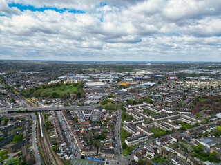 Buildings at West Croydon London Capital City Tour. Central London of England of UK. Aerial Footage Was Captured with Drone's Camera on April 24th, 2024