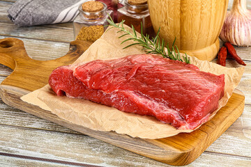Raw beef flesh for cooking