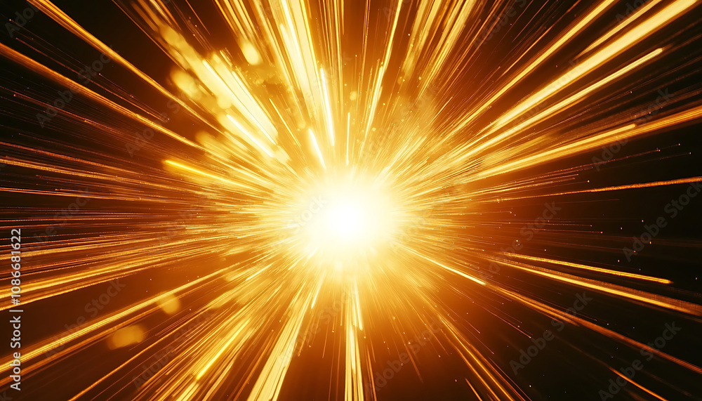Poster abstract bright light shining through tunnel speed lines rays