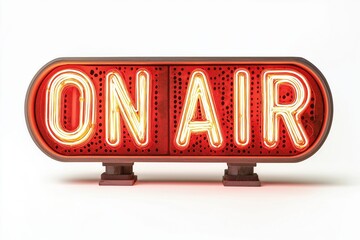 Vintage illuminated studio On Air sign isolated on a white background