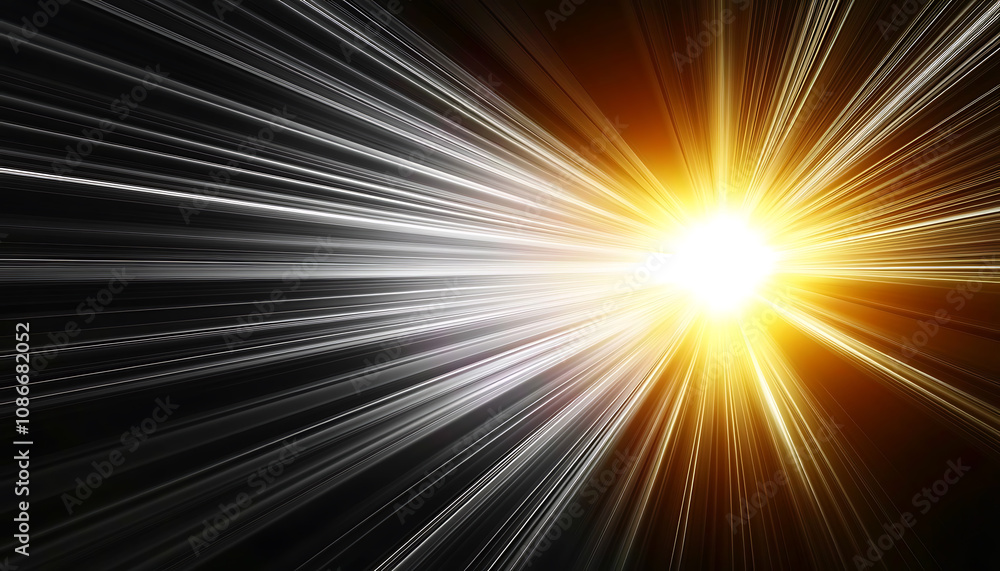 Poster abstract bright light shining through tunnel speed lines rays