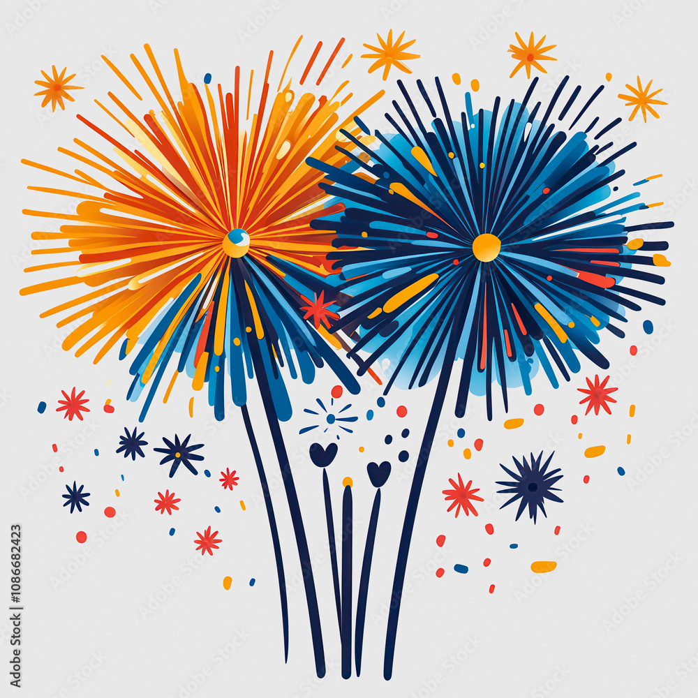 Poster vibrant and colorful abstract fireworks display with artistic explosion of shapes and patterns for c