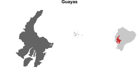 Fototapeta premium Guayas province blank outline map set