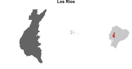 Los Rios province blank outline map set
