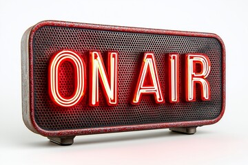 Vintage illuminated studio On Air sign isolated on a white background