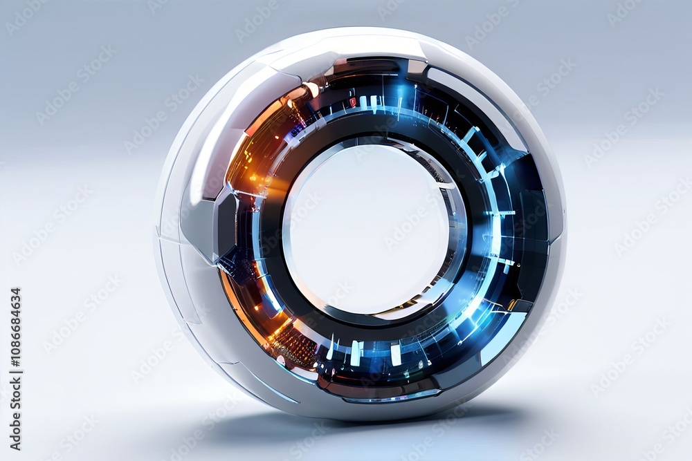 Poster a close up of a smart contact lens with embedded microelectronic