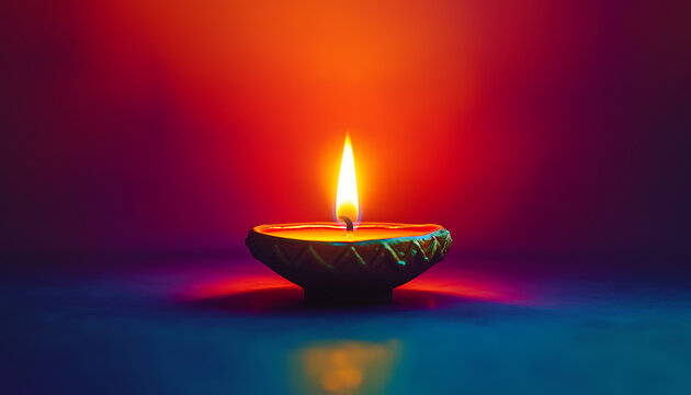 vibrant festive gradient background with diwali diya glowing lit candle lamp hindu festival celebration concept 