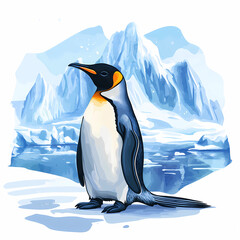 Cute Penguin Illustration: Charming Solo Penguin Design for Kids' Rooms and Creative Spaces, generated ai