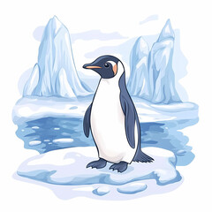 Cute Penguin Illustration: Charming Solo Penguin Design for Kids' Rooms and Creative Spaces, generated ai