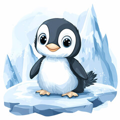 Cute Penguin Illustration: Charming Solo Penguin Design for Kids' Rooms and Creative Spaces, generated ai