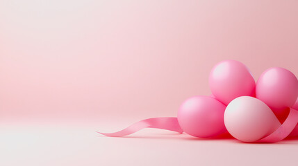 Soft Pink Eggs with Ribbon on Light Pink Background Perfect for Easter Celebrations, Spring Events, and Festive Decorations for Any Occasion