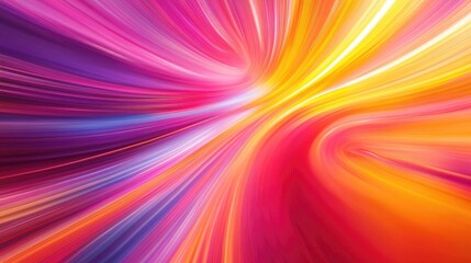 Obraz premium Vibrant swirl of neon lines creating a three-dimensional effect with vivid pink, yellow, and orange hues in a hallucinogenic display of color.