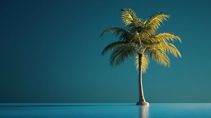 Solitary Palm Tree Rising from the Turquoise Waters AI Generated