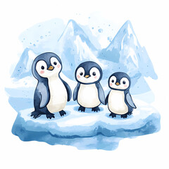 Adorable Penguin Family: Heartwarming Family Scene for Kids' Rooms and Storybook Projects, generated ai