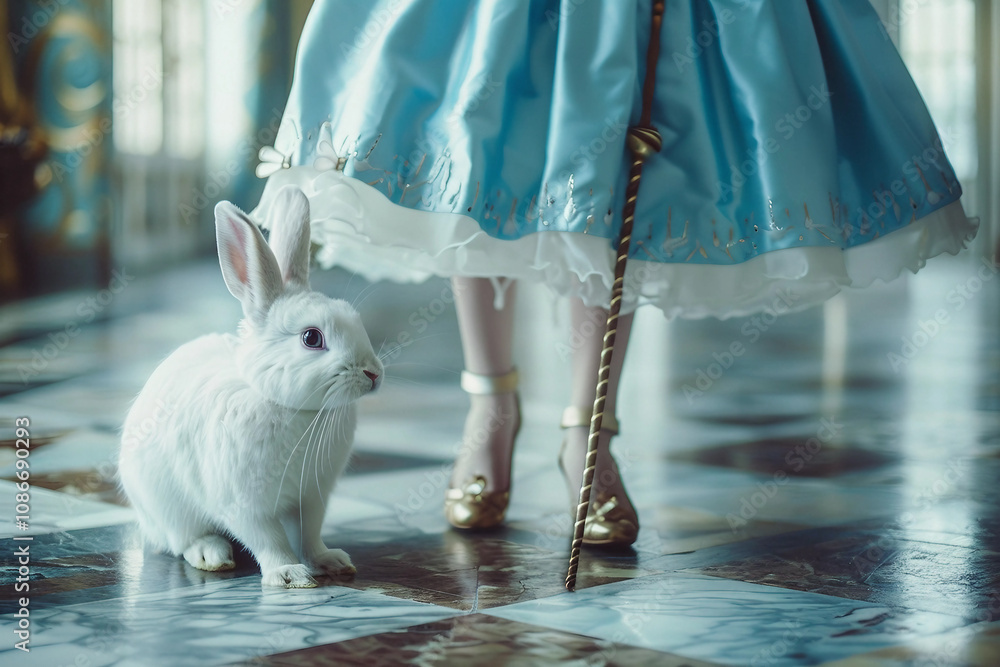 Poster moment of magic journey in wonderland created with generative ai technology