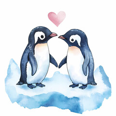 Penguin Love Art: Adorable Pair of Penguins in Love for Romantic and Kids' Room Decor, generated ai