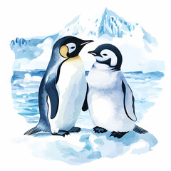 Penguin Love Art: Adorable Pair of Penguins in Love for Romantic and Kids' Room Decor, generated ai