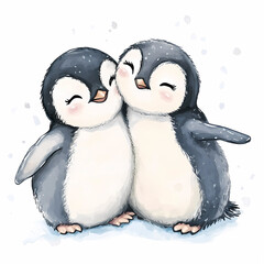 Penguin Love Art: Adorable Pair of Penguins in Love for Romantic and Kids' Room Decor, generated ai
