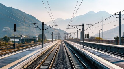 Fototapeta premium road with power lines and telephone poles on the side