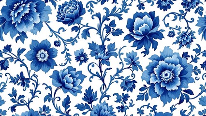 Obraz premium Hand-Drawn Baroque Floral Damask Elegance in Every Detail