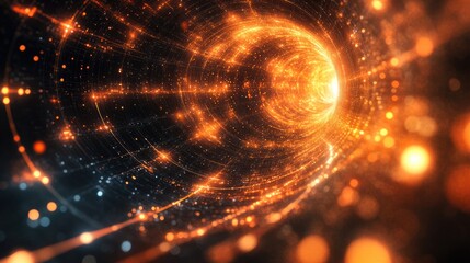 Fototapeta premium Dynamic Exploration of Hypothesis Testing with Vibrant Energy Swirls and Cosmic Light Effects in a Vast Abstract Space