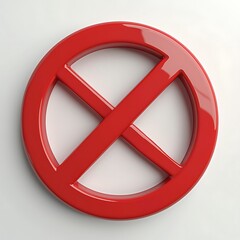 Fototapeta premium Negative Cross Mark 3d cartoon style illustration