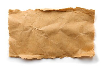 piece of brown paper on white background