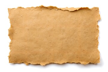 piece of brown paper on white background