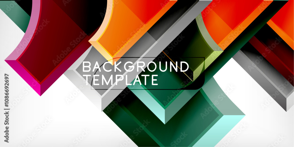 Poster Geometric design abstract background - circles and triangles