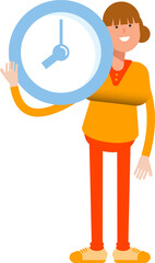 Girl Character Holding Clock
