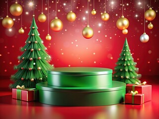 Christmas New Year Cosmetics Display 3D Mockup