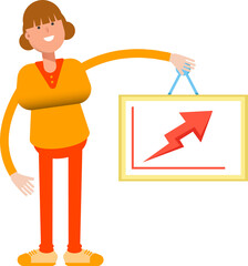 Girl Character Holding Arrow Chart
