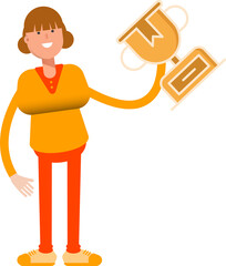Girl Character Holding Up Trophy
