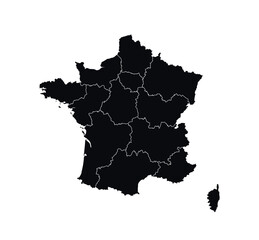 France Map vector icon. Map of France Black Silhouette.