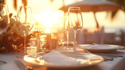 Romantic Sunset Dinner by the Sea