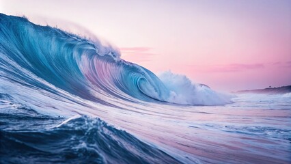 *Abstract blue and pink hues blended in a blurred background with smooth shapes and curves, futuristic, pink, curve