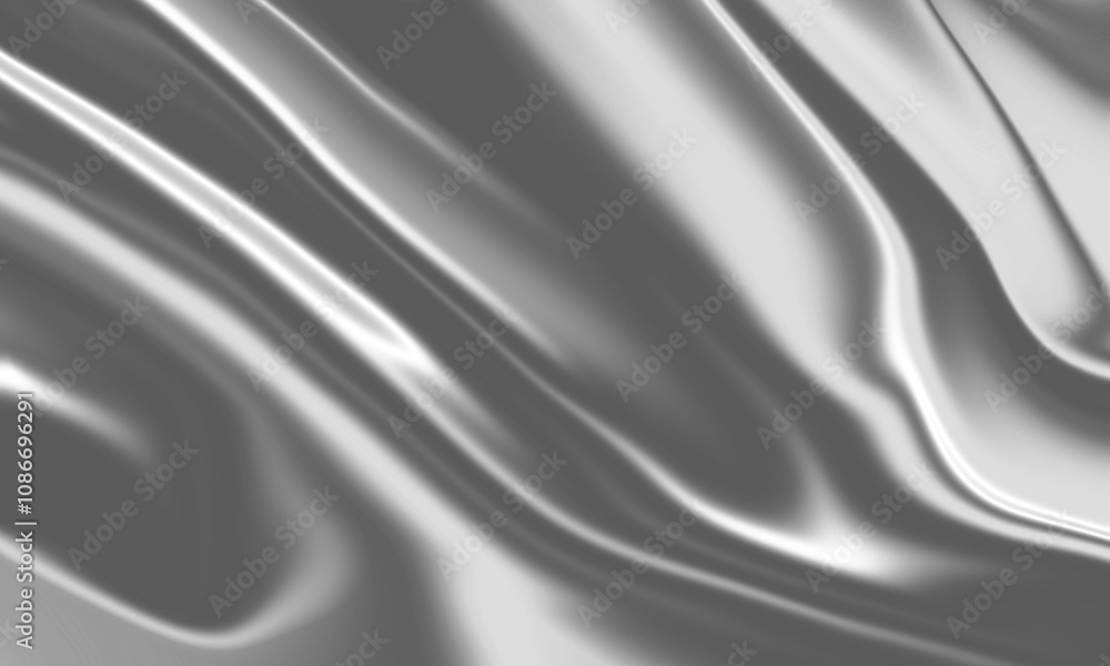 Poster flowing silver satin fabric with elegant folds and soft light reflections. perfect for creating a so