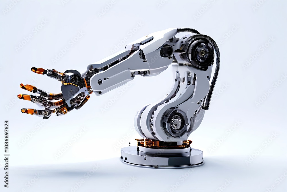 Aufkleber a robotic arm with multiple joints and sensors performing a prec