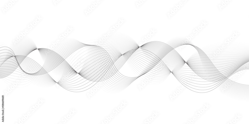 Leinwandbilder Abstract grey, white smooth element swoosh speed wave modern stream background. Wave with lines created using blend tool. Abstract frequency sound wave lines and twisted curve lines background.	
