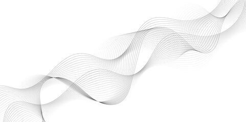 Abstract wavy technology curve lines on transparent background. Wave with lines created using blend tool. Curved wavy line, smooth stripe, abstract wave line use for brochure, banner, template bg.	