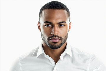 Obraz premium Headshot Business Man Isolated On White: Portrait of African American Headshot Male White, Headshot Male Suit, Headshot Studio, Headshot Professional.