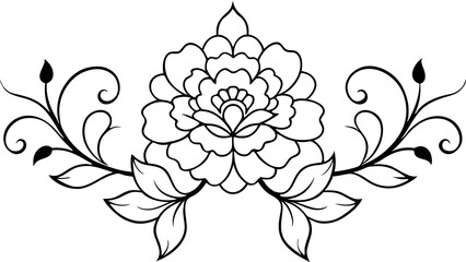 A beautifully intricate asymmetrical floral silhouette with delicate and modern botanical details perfect for creative and decorative designs.