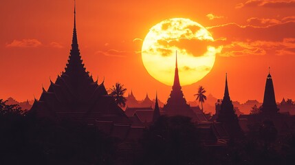 Temple sunset
