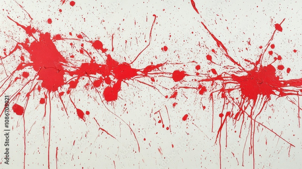 Poster abstract red paint splatter on white canvas creating a bold and expressive visual background, ideal 
