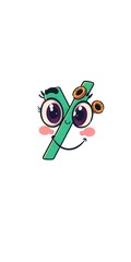 Obraz premium A cute and colorful cartoon percent symbol with eyes and a smile, isolated on a white background, symbol, smile