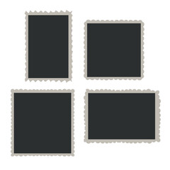 Blank photo card frame, film set. Retro vintage photography. Template or mockup for design. Vintage Photographs