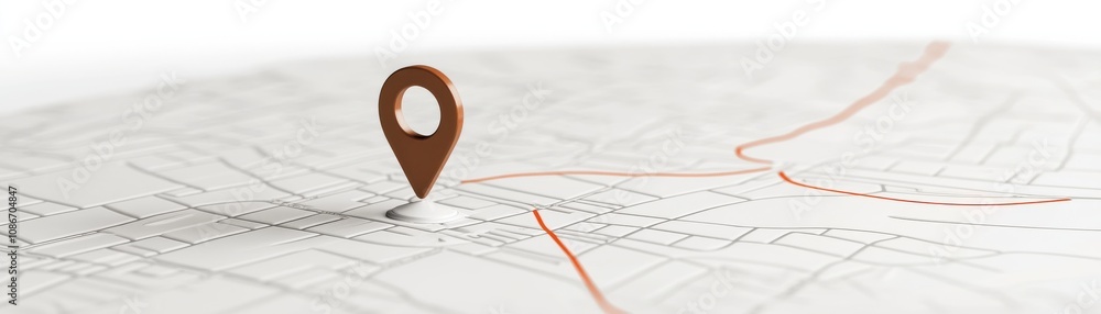 Poster a map with a location pin marker on a white background.